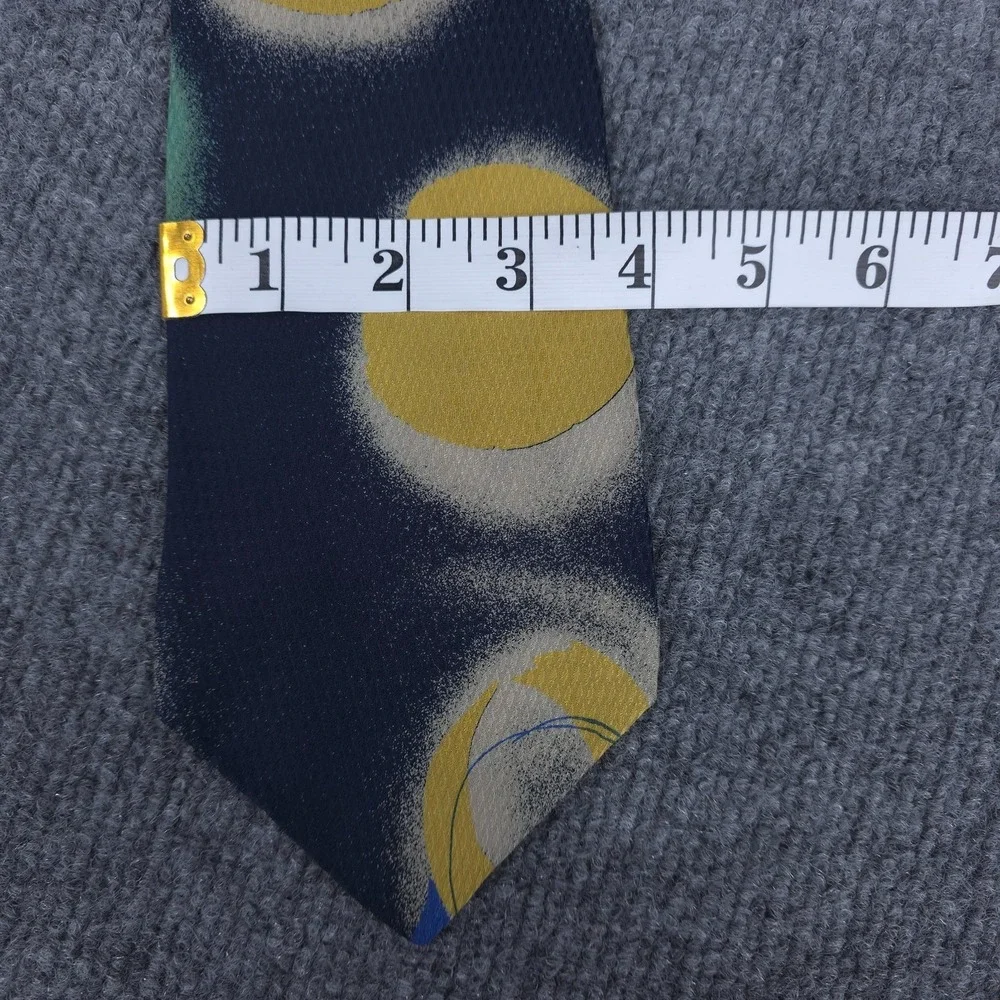 Ermenegildo Zegna Tie Mens One Size Blue Silk Necktie Geometric Print Made Italy